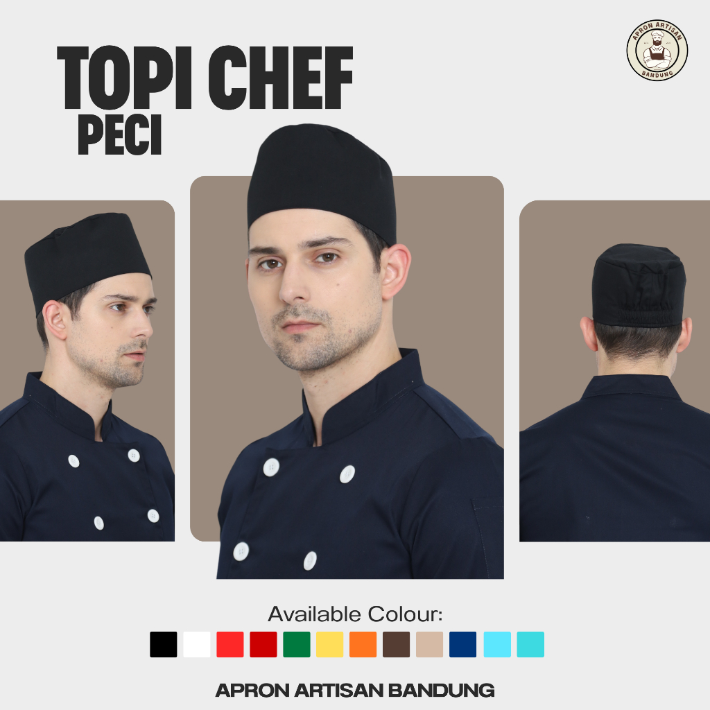 Topi Chef & Headwear Artisan 15 Varian Warna