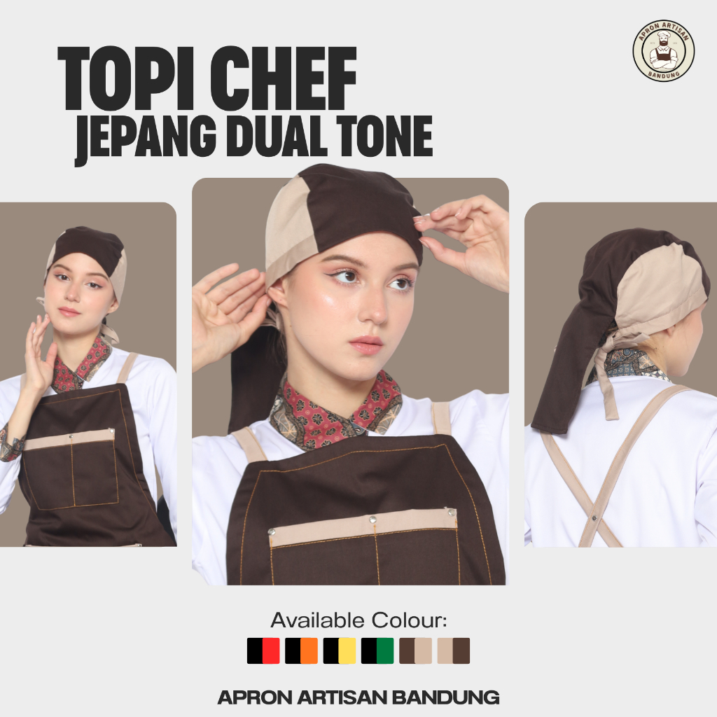 Topi Chef Model Jepang Kombinasi 2 Warna untuk Koki Chef Waiters