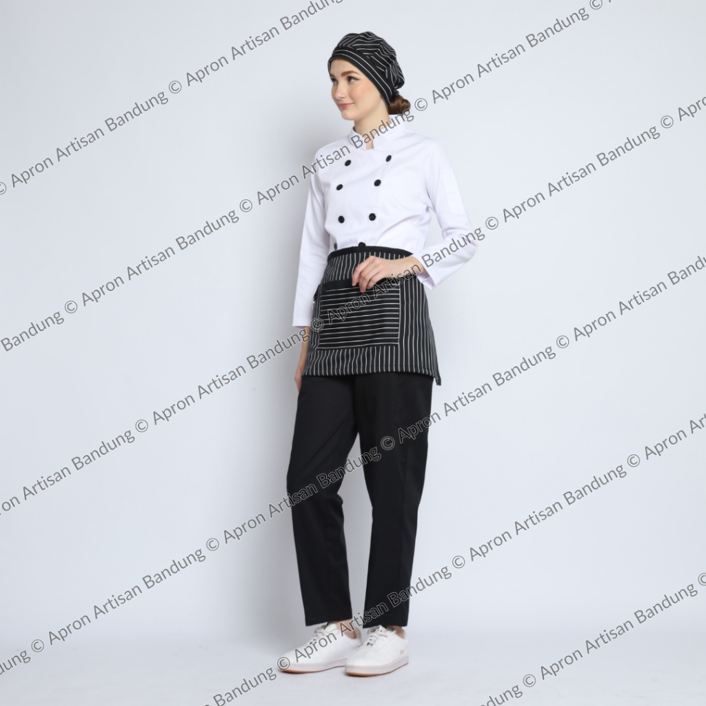 Topi Chef Salur Model Jamur Bahan Corduroy Suede untuk Koki Chef Waiters Pelayan