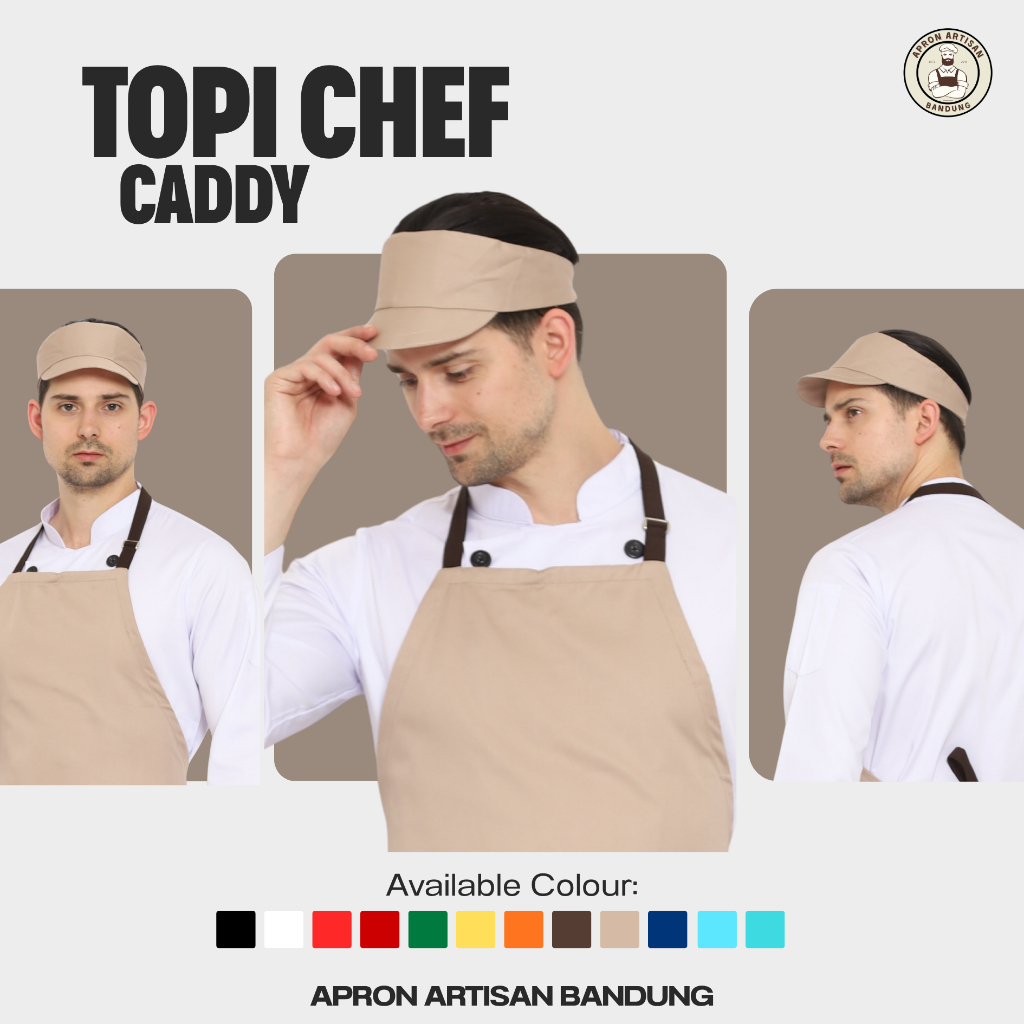 Topi Koki Topi Chef Model Caddy untuk Barista Barberman Waiters Pelayan Resto Hotel Pabrik Pastry Ukuran Dewasa High Quality